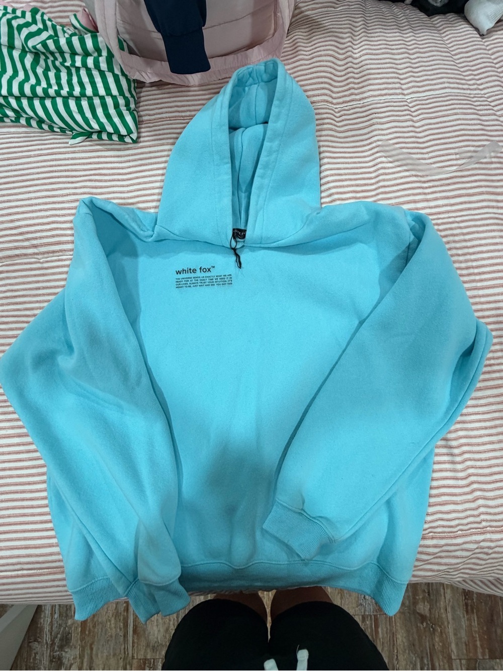White Fox Boutique Aqua Blue Hooded Sweatshirt